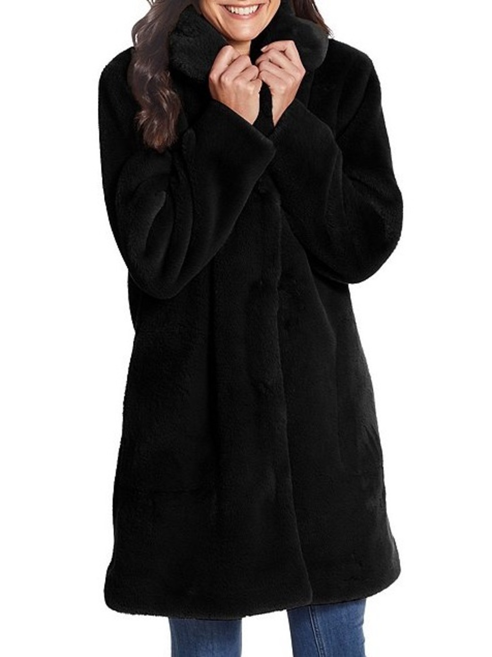 Gallery Faux Fur Coat Black